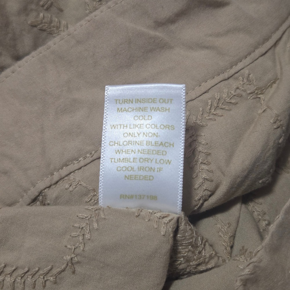 House of Harlow Tan Embroidered Barrel Cropped Pants Women's XS Elastic Waist - Picture 7 of 7